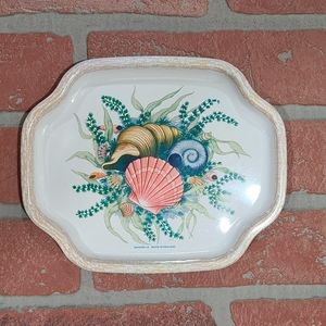 Vintage seashells metal tip tray Elite mini tray Made in England